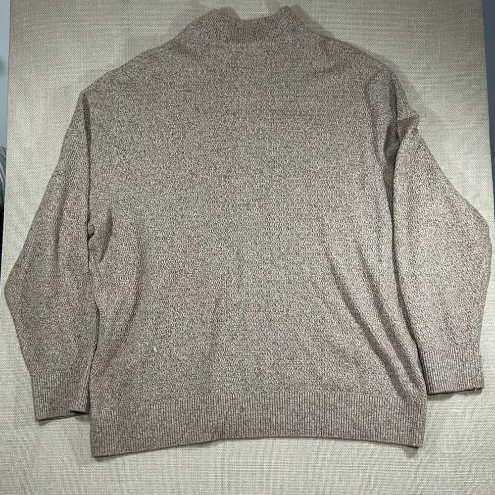 Chaps Mens 4XB Brown Marl Mock Neck Button Sweater Suede Elbow Patches 0050